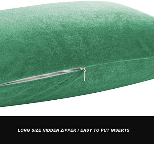GIGIZAZA Mint Turquoise Velvet Decorative Throw Pillow Covers 12x20 for Sofa Bed 2 Pack Soft Lumbar Cushion Cover - Image 3