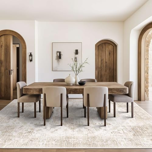 Large 8x10 Ivory Cream Washable Rugs for Living Room Bedroom(Neutral Beige) - Image 3