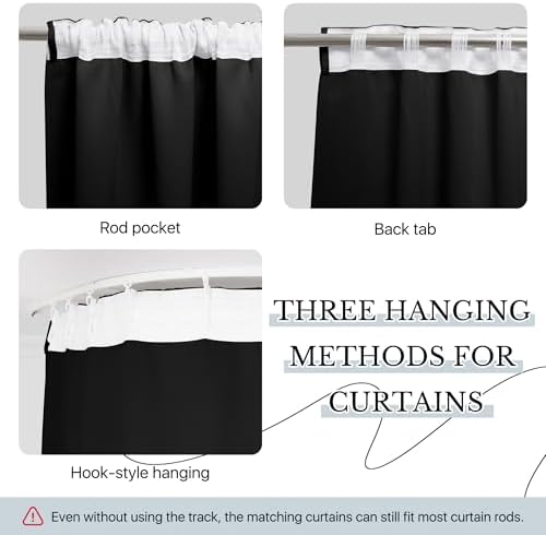 RYB HOME Extra Wide Room Divider Curtains with Flexible Silent Track, Blackout Extra Long Curtains with Hooks for Bedroom/Living Room/Basement Ceiling&Wall Mount, Black, W150 x L108, 1 Panel - Image 7
