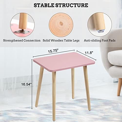 FORAOFUR Side Table Set of 2, Modern Side Table Accent Tables for Small Spaces, Wooden Home Decor, Easy Assembly | 2 Pack Pink finish, fits living/bedroom/balcony, compact for small spaces, sturdy, easy assembly with tools - Image 3