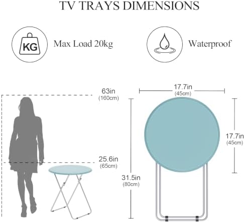 TV Tray Table, Folding TV trays Portable Table on Couch, Round&Green - Image 3