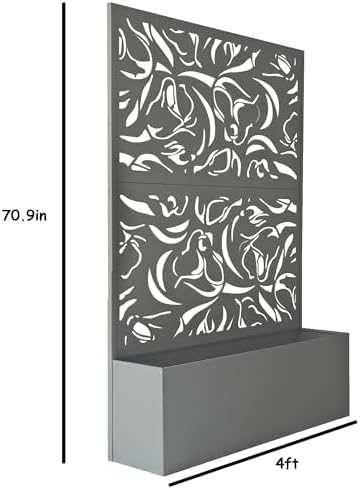 Oakland Living 6 ft. X 4 ft. Grey Freestanding Metal Privacy Screen Room Divider with Flower Box - Image 2