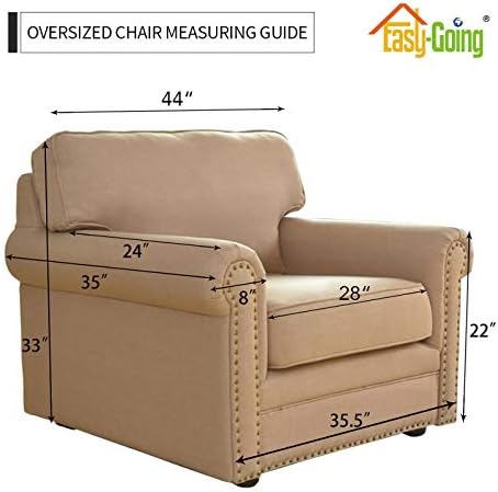 Easy-Going Stretch Oversized Chair Slipcover with Arm Washable Khaki - Image 5