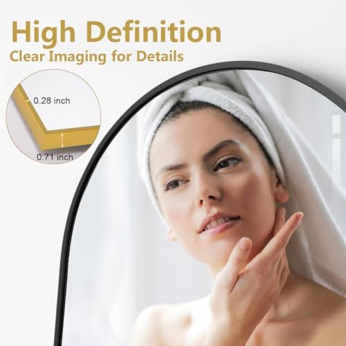 Rowjut Floor Mirror Arched Mirror Full Length 56"X20" Full Length Mirror can be Free Standing or Hanging on the wall Used in Living Room Entrance Hall, Corridor Room Bathroom etc （Black - Image 7