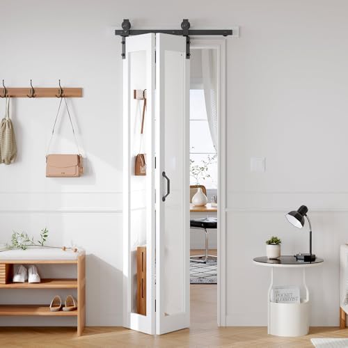 FREDBECK Bifold Barn Door 28x84,with Mirrored,Fit for 24"-26" Opening by FREDBECK
