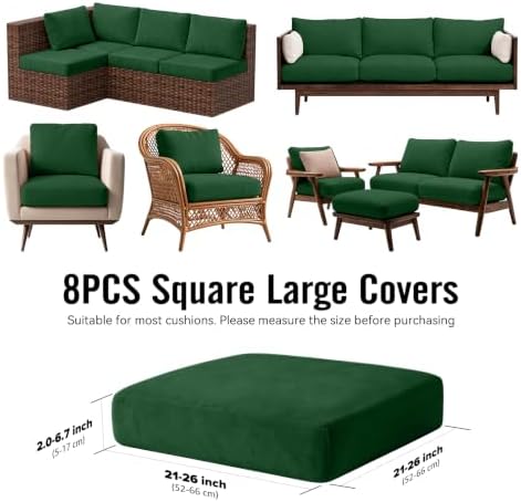 8Pcs Outdoor Cushion Covers, Stretch Patio Furniture Couch Chair Slipcovers - Image 2