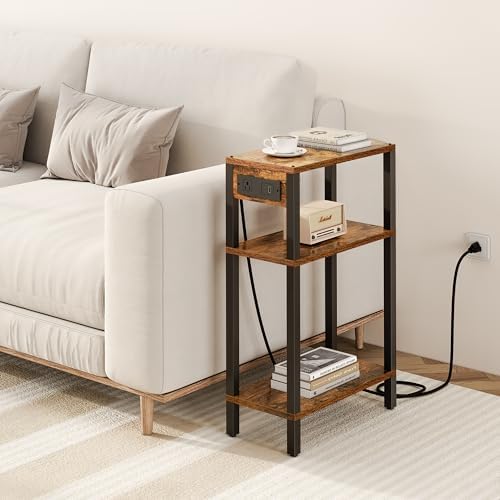 TUTOTAK Narrow Side Table, 3-Tier Small End Table with Charging Station - Image 3