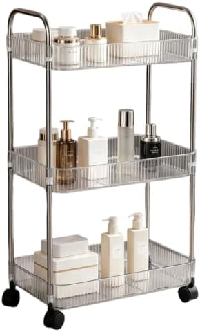 Sooyee Clear 3-Tier Plastic Rolling Utility Cart with Wheels by Sooyee