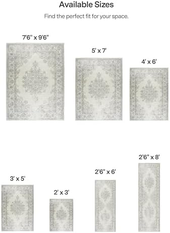 ReaLife Rugs Machine Washable Area Rug Runner - Living Room Bedroom Bathroom Kitchen Entryway Office - Padded Low Pile Stain Resistant Premium - Boho Farmhouse Vintage - Paige - Ivory 2'6" x 6' - Image 2