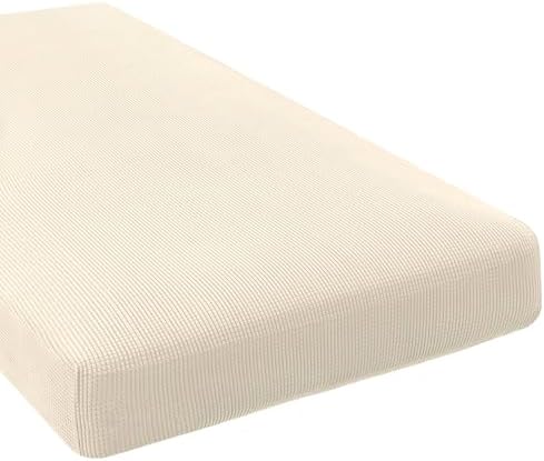 H.VERSAILTEX Super Stretch Individual Chaise Cover Sectional Couch Covers for L Shaped Sofa Both Left/Right Featuring Thick Jacquard Textured Twill Fabric (1 Piece Chaise Cover Large, Cream) by HVERSAILTEX