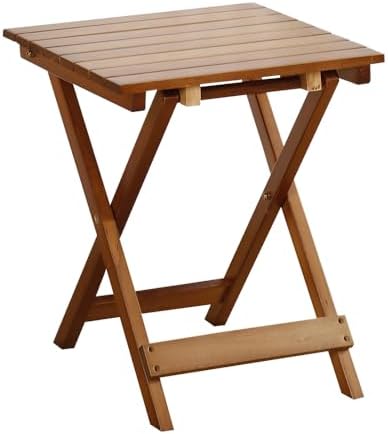 Outdoor Small Table Square Folding Wooden Patio Side Table Furniture Table for Adirondack Chair, Balcony, Porch, No Assembly Required, Brown by BestforYou
