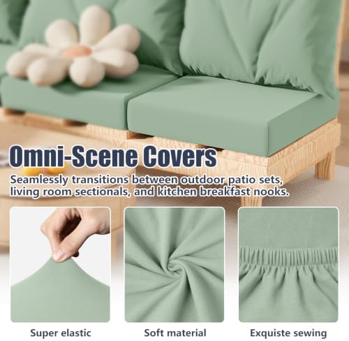 8Pcs Outdoor Cushion Covers, Stretch Patio Furniture Couch Chair Slipcovers - Image 7