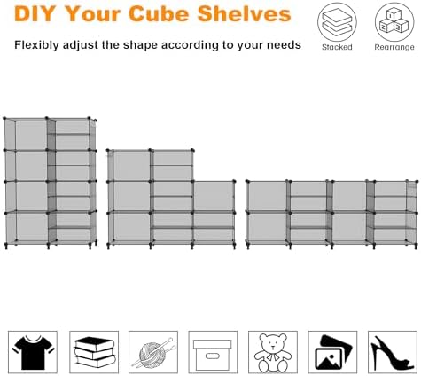AWTATOS Closet Organizer 8 Cube Storage Shelves, Grey - Image 6