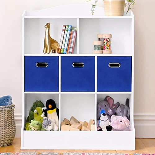 Dark Blue Fabric Storage Bins, Set of 3, 11x11x11, Foldable Cube Bins for Cloth or Accessory Storage - Image 5