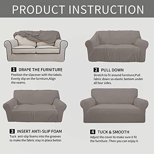 Easy-Going Stretch Oversized Chair Slipcover with Arm Washable Taupe - Image 6