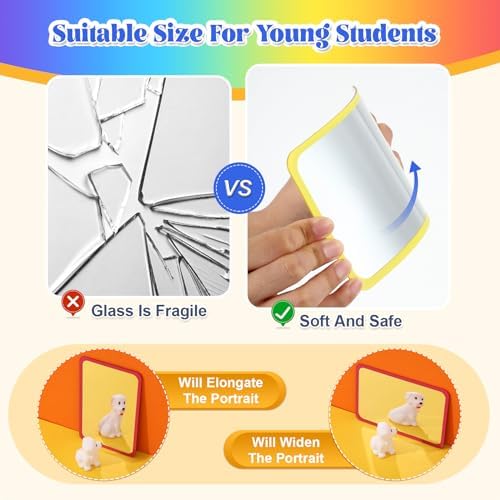 Dandat 50 Pcs 6x4 Shatter Proof Unbreakable Kids Mirrors, Warm Colors - Image 3