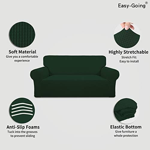 Easy-Going Stretch Oversized Loveseat Couch Covers Washable Dark Green - Image 3
