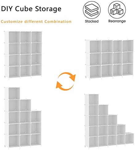 AWTATOS 12 Cube Storage Organizer, Closet Organizer Storage Shelves, White - Image 5
