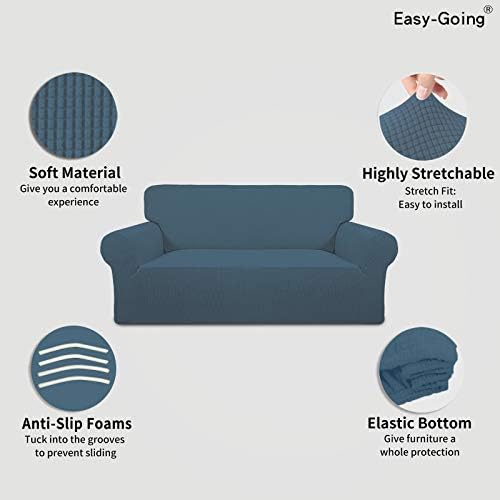 Easy-Going Stretch Oversized Loveseat Couch Covers Washable Bluestone - Image 3