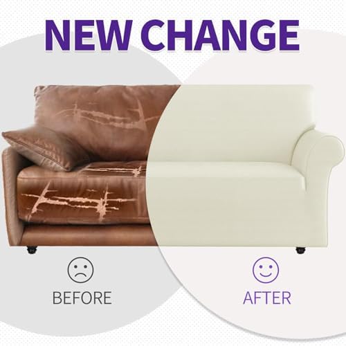 ZNSAYOTX Couch Covers for 3 or 4 Cushion Couch High Stretchy Spandex Pet Friendly Sofa Slipcover 1 Piece Non Slip Couch Covers Extra Large Furniture Protector (Light Beige, XL Sofa) - Image 4