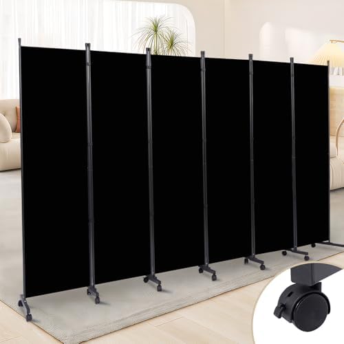 Room Divider Large 6 Panel Privacy Screen,Portable Room Partition on Wheels by HOMSCREENER