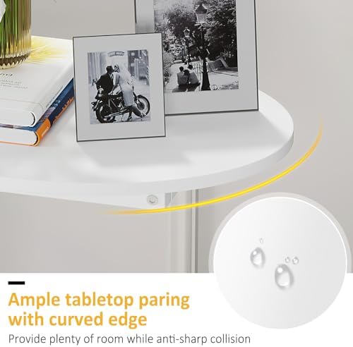 Hosfais Small Side Table End Table, C-Shaped Wood Coffee Table TV Tray for Eating Couch Tables for Small Space, Living Room, Bedroom, Couch (White 2 Pack) - Image 6
