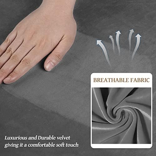 WEERRW 4 Pieces Couch Cover for Sofa Velvet Sofa Cover Washable, Light Grey - Image 4