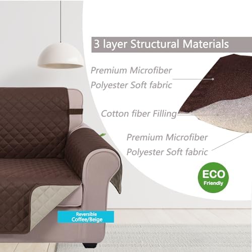 U-NICE HOME Large Sofa Cover Reversible Couch Cover for Dogs, Coffee/Beige - Image 4