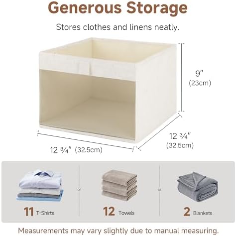 StorageWorks Linen Closet Organizer Bins with Clear Window, Oatmeal Color - Image 2