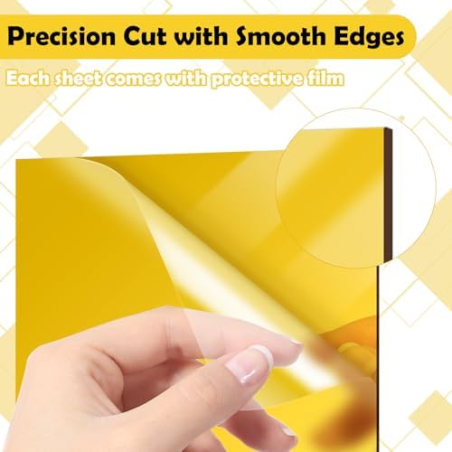 12 PCS 8x8 Inch Gold Acrylic Sheet 1/8 Thick Mirror Acrylic Sheet Gold Plastic Mirror Sheet 1/8 Mirror Squares for Wall for Crafts DIY, Home Decor - Image 4