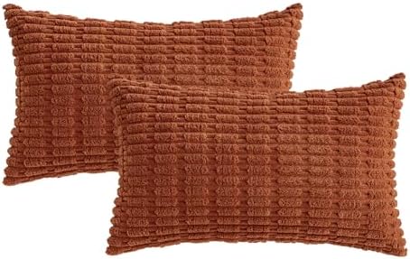 MIULEE Fall Lumbar Corduroy Decorative Throw Pillow Covers 12x20 Dark Rust - Image 6