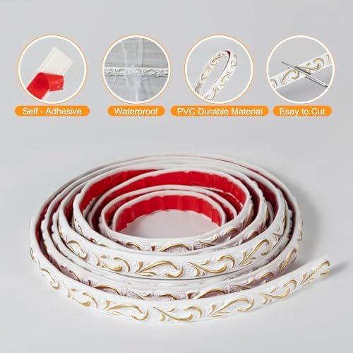 0.8" x16.4FT Ivory Gold Crown Molding Peel and Stick Trim - Flexible Molding Trim for Mirror Frames, Bathroom Vanity & Furniture Edges - Image 3