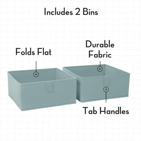 RiverRidge Folding Storage Bins - 2-pack of 5in Tall Sea Green Cubes - Image 3