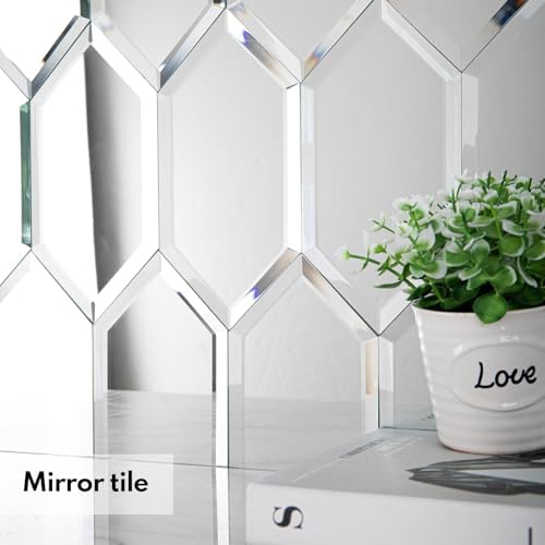 Lovdeco Peel and Stick Beveled Mirror Tile, Mirror Backsplash for Kitchen Bathroom Wall, 4x7.87 Inches Hexagon, Silver (30 Pcs, 4.8 SQ.FT.) - Image 4