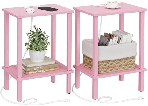TUTOTAK End Table with Charging Station, Side Table Set of 2, Nightstand by ChoosetutotakFurnitureBuildYourCozyHome