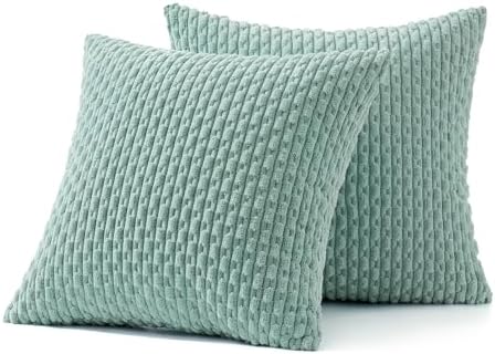 MIULEE Decorative Throw Pillow Covers 18x18 Turquoise Textured Corduroy - Image 6