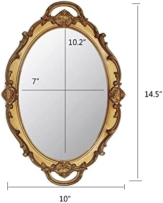 Eaoundm 14.5 x 10 inchs Oval Hanging Mirror (Gold 2 Pcs) - Image 5