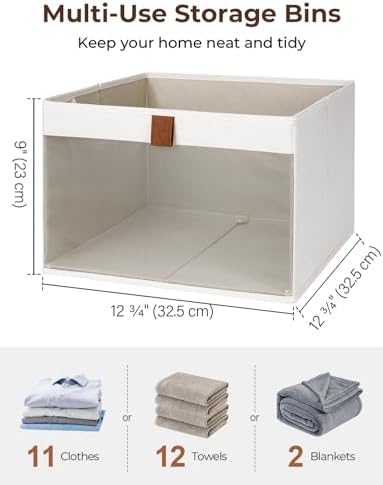 StorageWorks Fabric Storage Bins with Clear Window, Beige, 3-Pack - Image 2