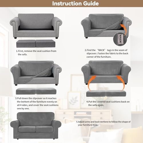 WEERRW Velvet Stretch 3 Pieces Couch Cover for Sofa Washable, Light Grey - Image 6