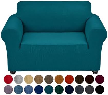 Joccun Stretch Chair Couch Cover,1-Piece Sofa Slipcover Spandex Jacquard Fabric Sofa Covers with Elastic Bottom,Washable Furniture Protector for Dogs,Cats,Kids(Armchair,Peacock Blue) by Joccun