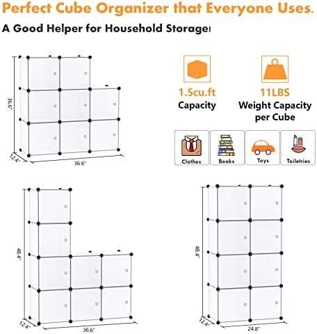 C&AHOME 8-Cube Storage Organizer with Door Cube Shelf Closet Cabinet White - Image 6