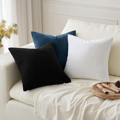MIULEE Black Chenille Couch Throw Pillow Covers, 18x18 - Image 3