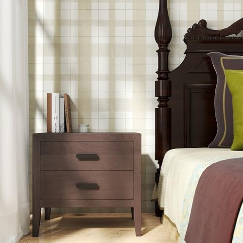 Timeet Modern Peel and Stick Wallpaper Plaid Wallpaper Brown Beige Boho Contact Paper Waterproof Self Adhesive Removable Textured Wall Paper for Bedroom Bathroom Cabinets Wall Decor Vinyl 17.3" x 200" - Image 2