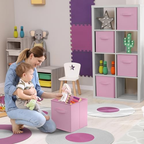 Sorbus Fabric Storage Cubes, 6-Pack Foldable Bins (13 Inch, Pastel Pink) - Image 3