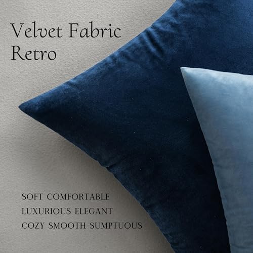 MIULEE 28x28 Inch Pack of 2 Euro Velvet Throw Pillow Covers Dark Blue - Image 5
