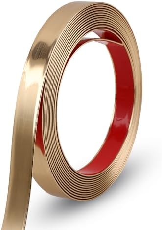 Gaahing 196.8" x 1" Brushed Gold Molding & Wall Trim, Flexible Peel and Stick Decorative Strip for Tile, Mirror, Ceiling, Floor, Panel, Cabinet by Getallthemoldingtrimsyoulike