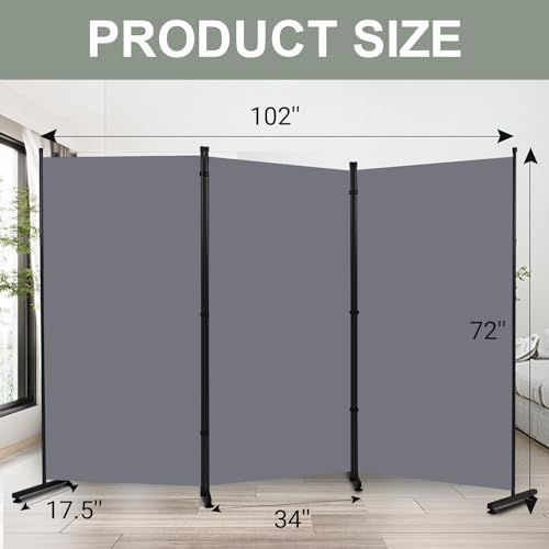 Room Divider 3 Panel Folding Privacy Screen, Round Pad Design Wall Divider - Image 6