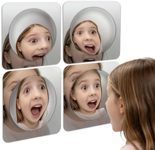 Large Shatterproof 10" Acrylic Wall Mirror with LifetimeWarranty, Bubble Lens Easy-Clean Smudge-Resistant Surface, No-Tool Wall Mount for Nursery Daycare Playroom Montessori Classroom, 4PACK by Unknown