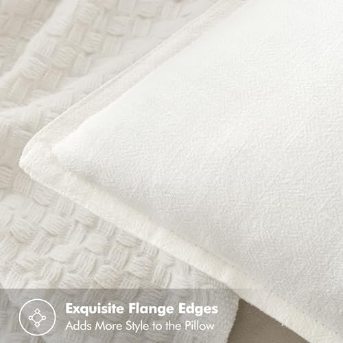 MIULEE Set of 2 Linen Pillow Covers 18x18 Inch Cream White - Image 2