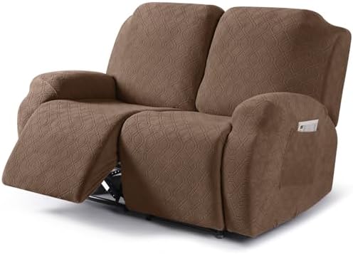 VANSOFY Oversized Stretch Recliner Loveseat Cover, Light Coffee, 2 Seater by VANSOFYFURNITURECOVERS